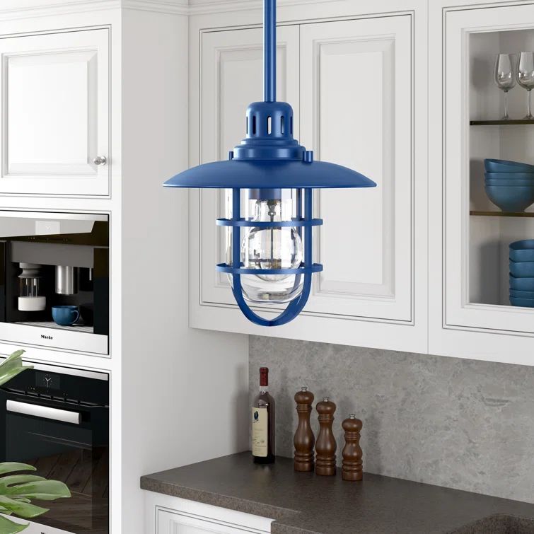 Bay Blue and Clear Glass Globe Pendant Light