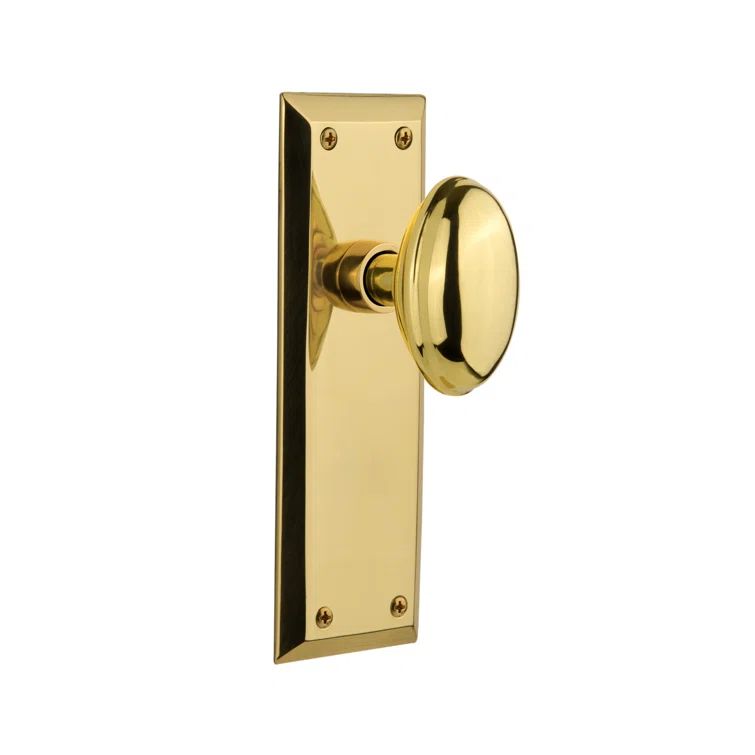 Polished Brass New York Plate with Homestead Door Knob