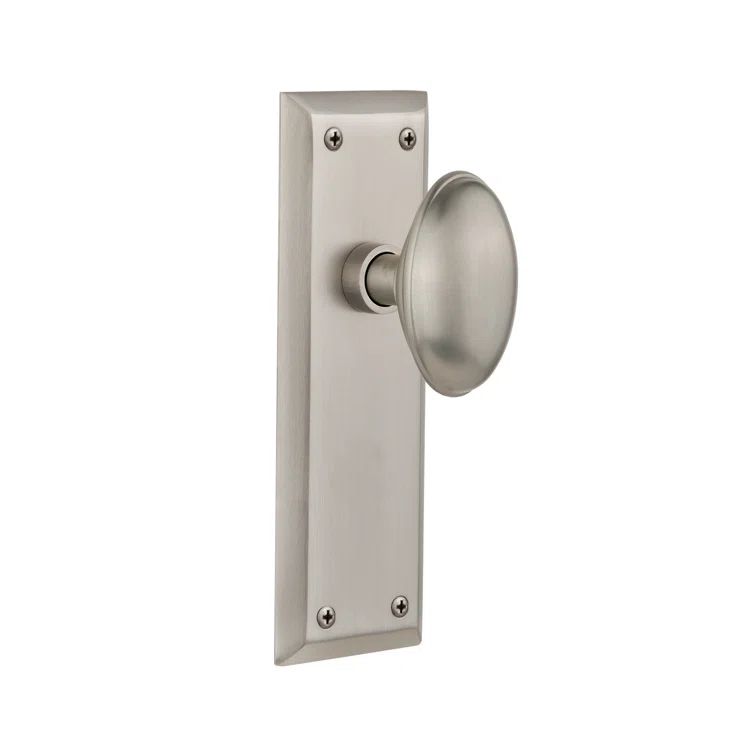 Satin Nickel Universal Passage Door Knob with New York Plate