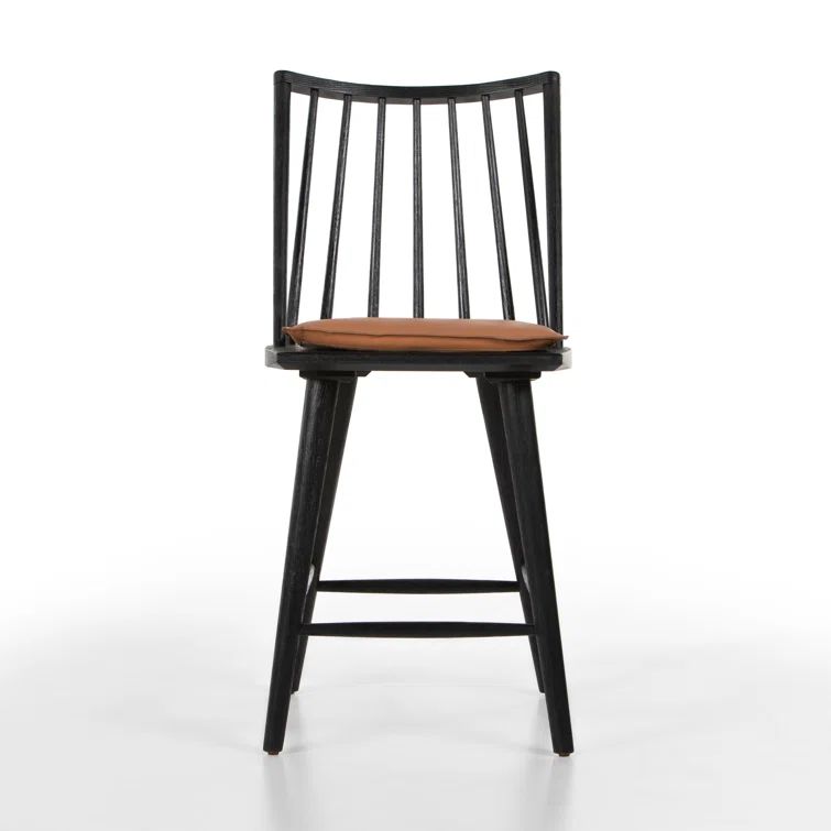 Black and Brown Leather Saddle Style Backless Counter Stool