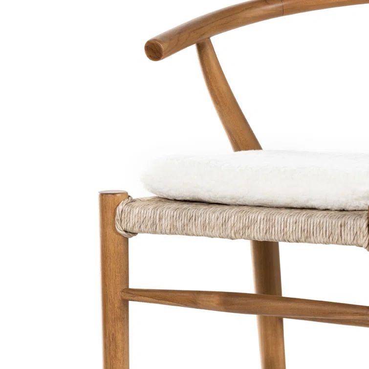 Cream Leather and Brown Wood Saddle Bar Stool