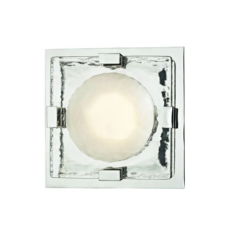 Polished Nickel Glass LED Wall Sconce with Etched Shade