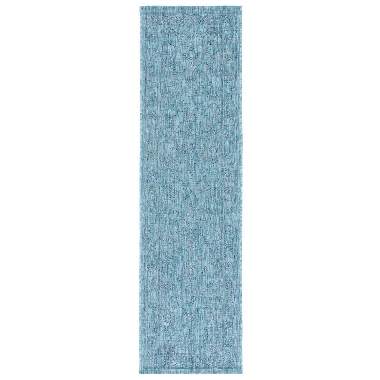 Aqua Navy Enhanced Polypropylene Indoor/Outdoor Runner Rug - 2'3" x 8'