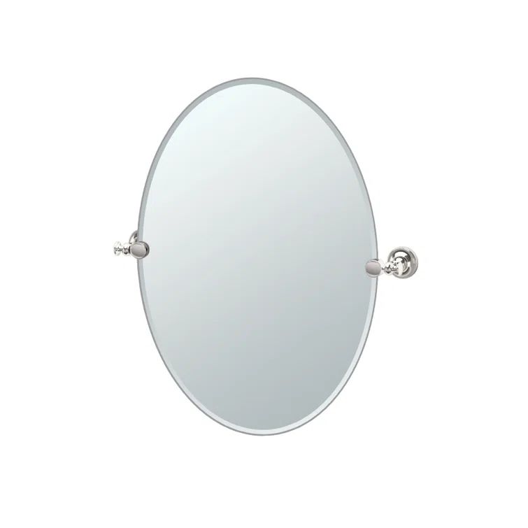 Polished Nickel Frameless Oval Bathroom Vanity Mirror