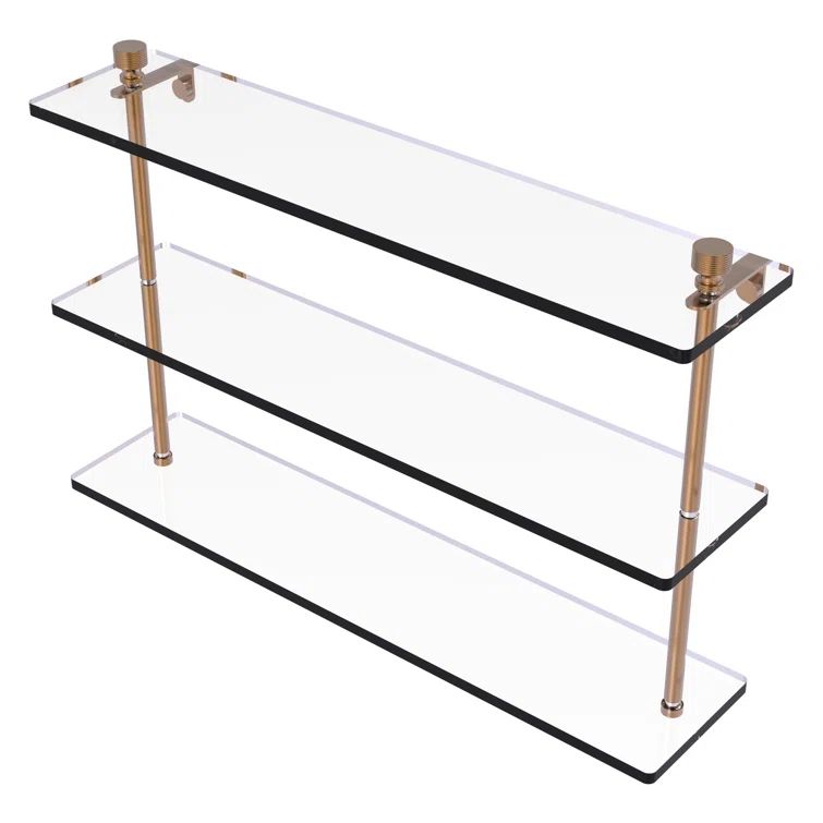 Matte Black Triple Tiered Glass Wall Shelf
