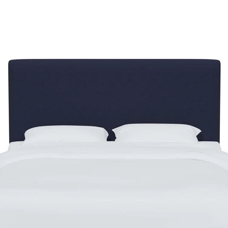 California King Navy Linen Upholstered Headboard with Storage