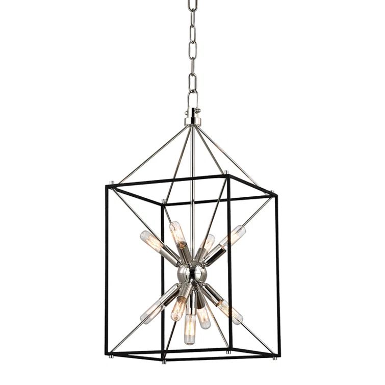 Elysian Starburst 9-Light Polished Nickel & Crystal Pendant