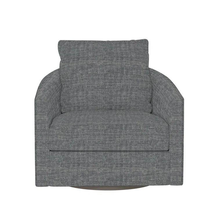Astoria Modern Gray Leather Swivel Barrel Chair with Manufactured Wood Base