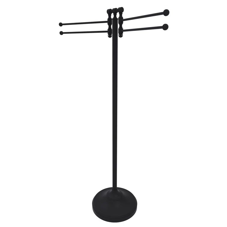 Nickel Freestanding Towel Stand with Pivoting Arms