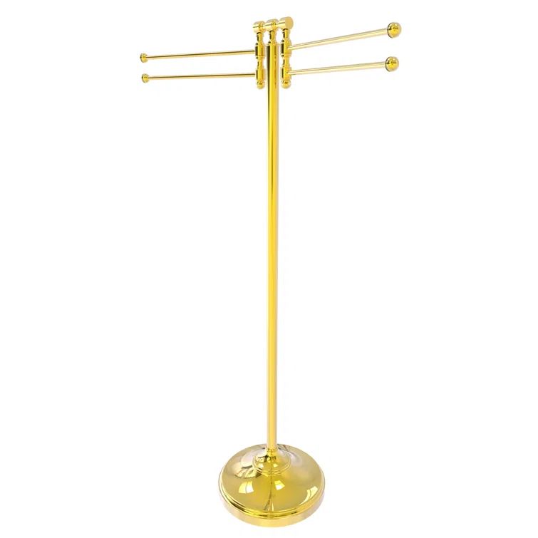 Polished Brass Freestanding Towel Stand with Swing Arms