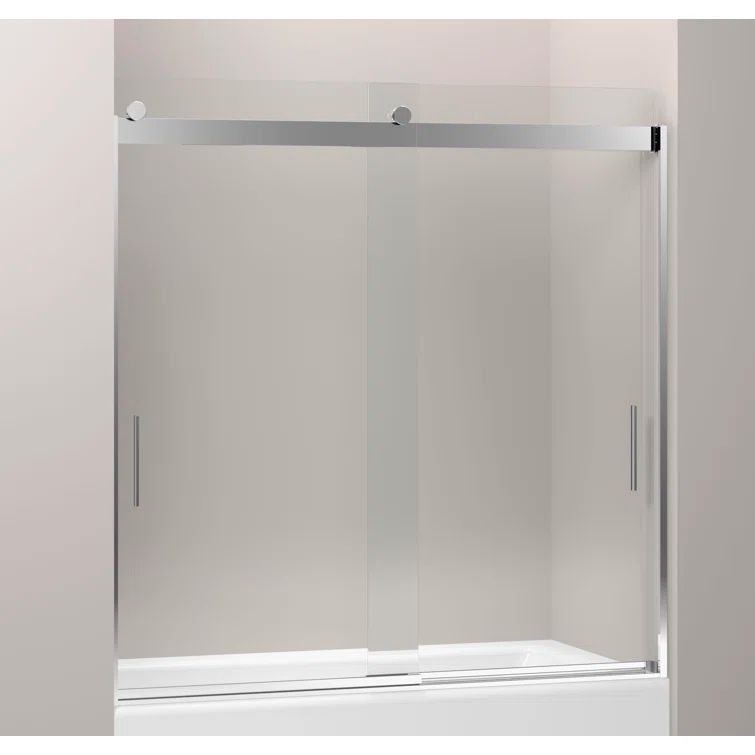 Levity 60" Silver Sliding Bath Door with Clear Glass