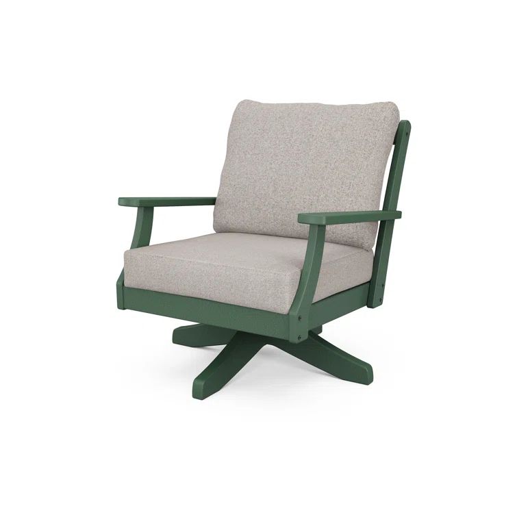 Braxton 31" Green/Gray Weathered Tweed Deep Seating Swivel Chair