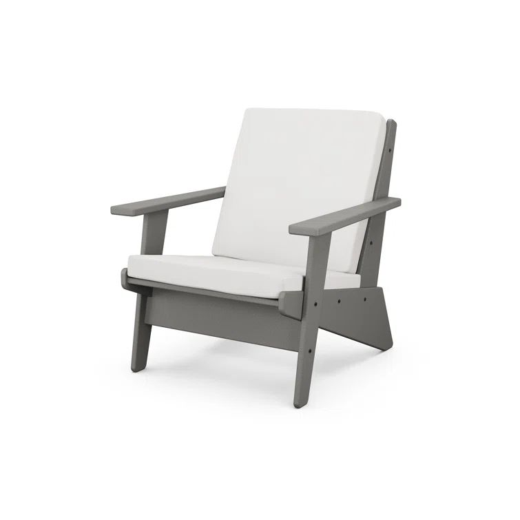 Riviera Slate Grey Modern Lounge Chair with Slim Cushions