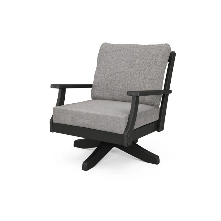 Braxton 32" Black and Grey Recycled Plastic Swivel Chair