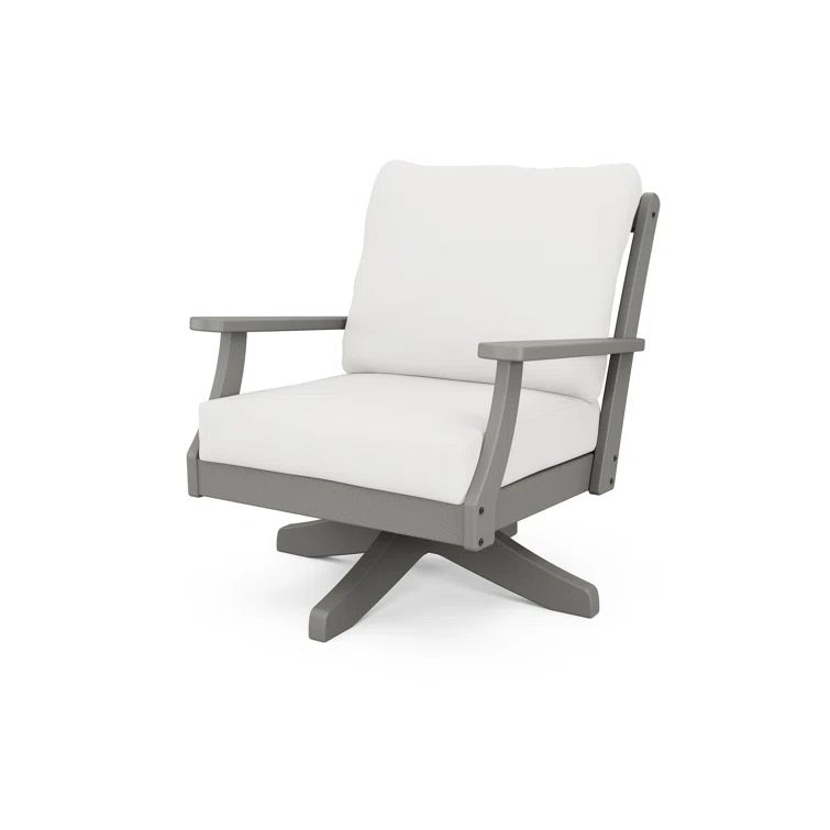 Braxton Slate Grey & Natural Linen Deep Seating Swivel Chair