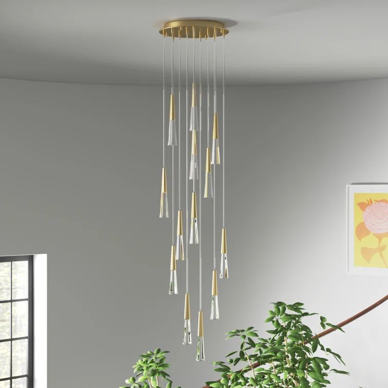 Encino Contemporary 240" Crystal & Brass LED Tiered Chandelier