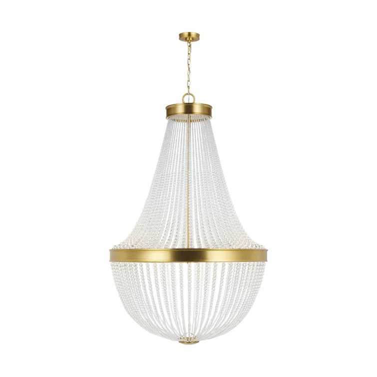 Burnished Brass Beaded 12-Light Empire Chandelier