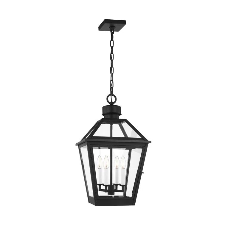 Chapman & Myers Black Glass 4-Light Outdoor Pendant