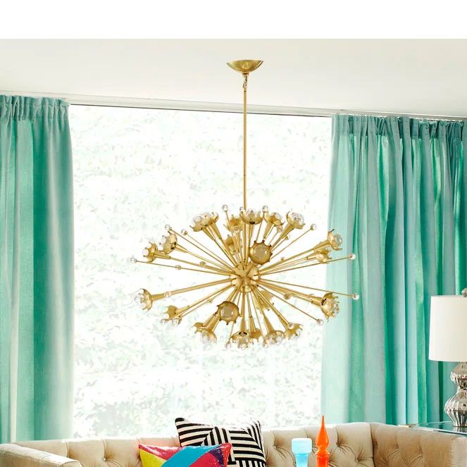 Elegant Sputnik Sphere Chandelier in Antique Brass with Crystal Accents
