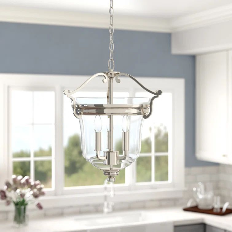 Audrey's Point Polished Nickel 3-Light Transitional Chandelier