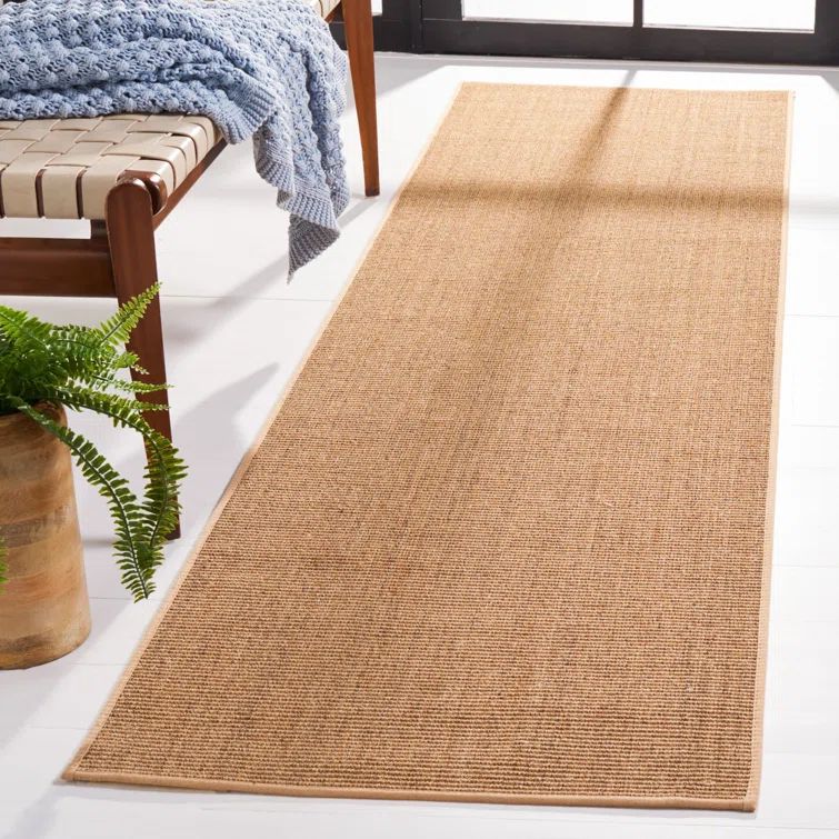 Beige Handmade Wool and Cotton Runner Rug