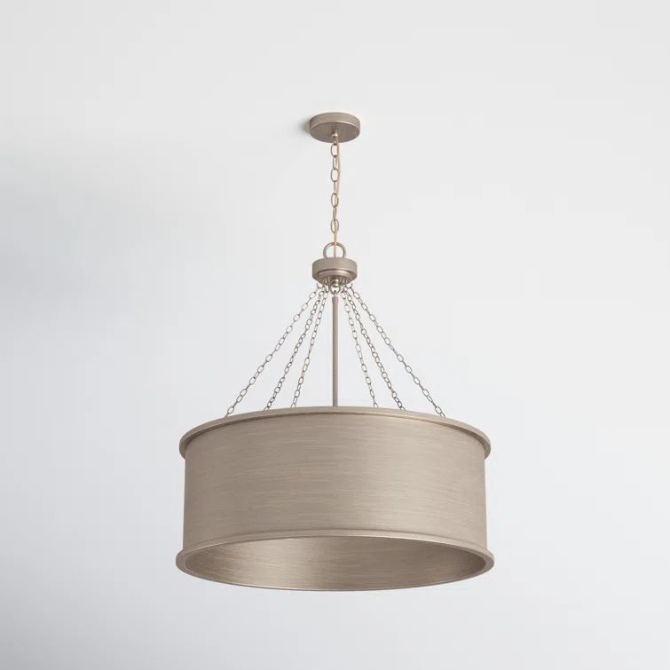 Elegant Silver Patina 6-Light Drum Chandelier for Bohemian Interiors