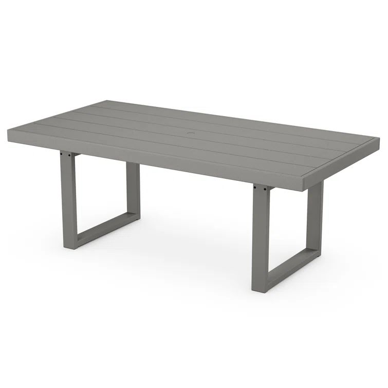 Slate Gray Polywood Outdoor Dining Table with Modern Legs