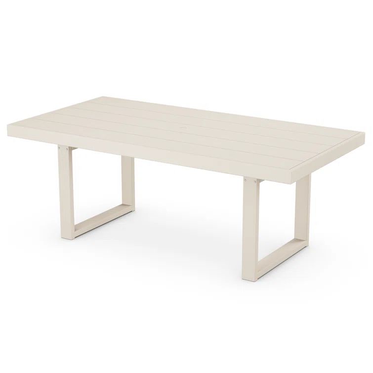 Cream Polypropylene Modern Outdoor Dining Table, 40" x 78"