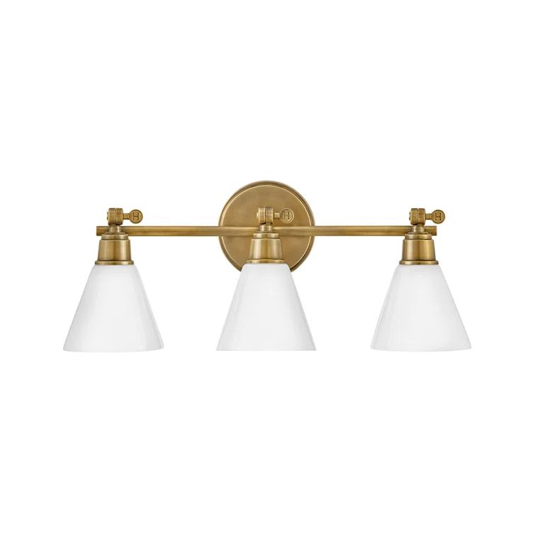 Arti Adjustable 3-Light Vanity in Heritage Brass with Cased Opal Glass
