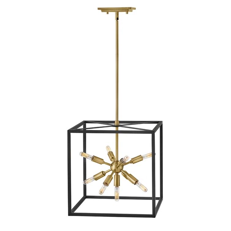 Aros Modern 9-Light LED Chandelier in Black and Warm Brass