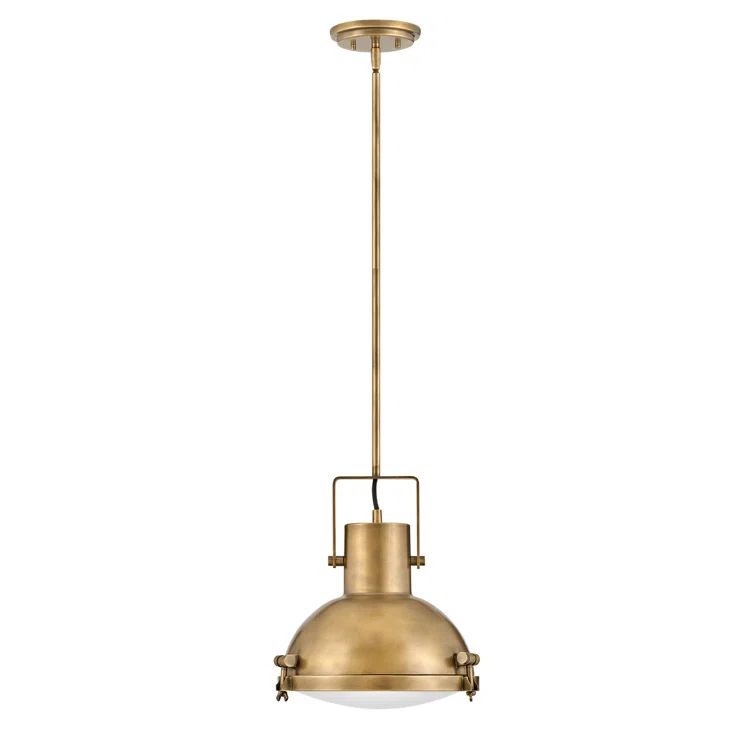 Heritage Brass 1-Light Pendant with Etched Opal Glass