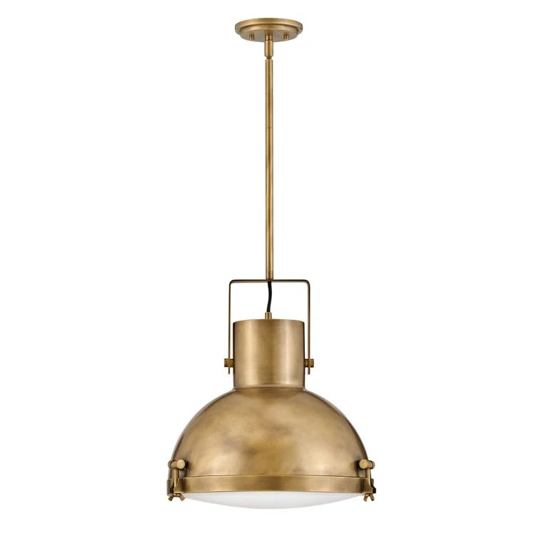 Heritage Brass Etched Opal Glass Indoor/Outdoor Pendant Light