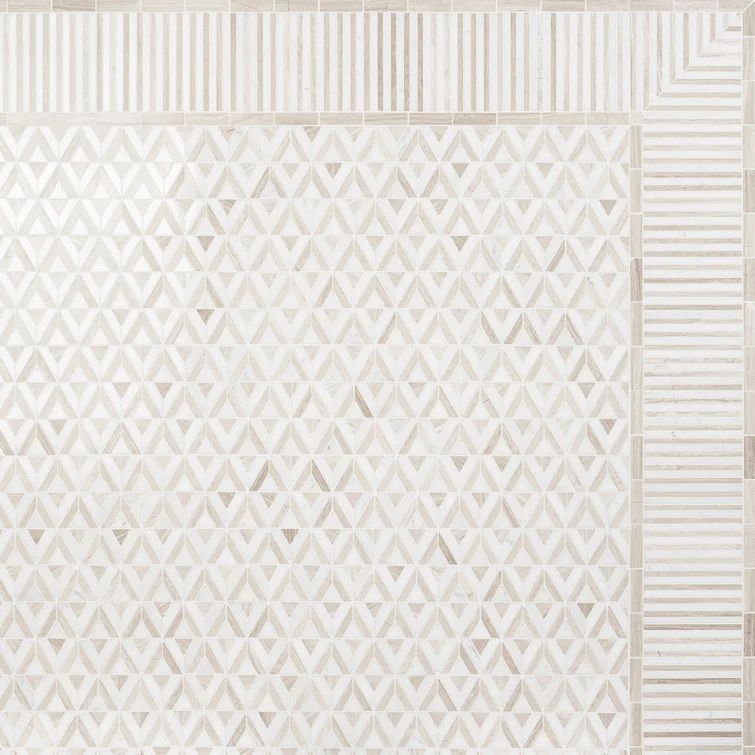 Florey Linear 7.87 in. x 8.31 in. Polished Marble Floor and Wall Mosaic Tile