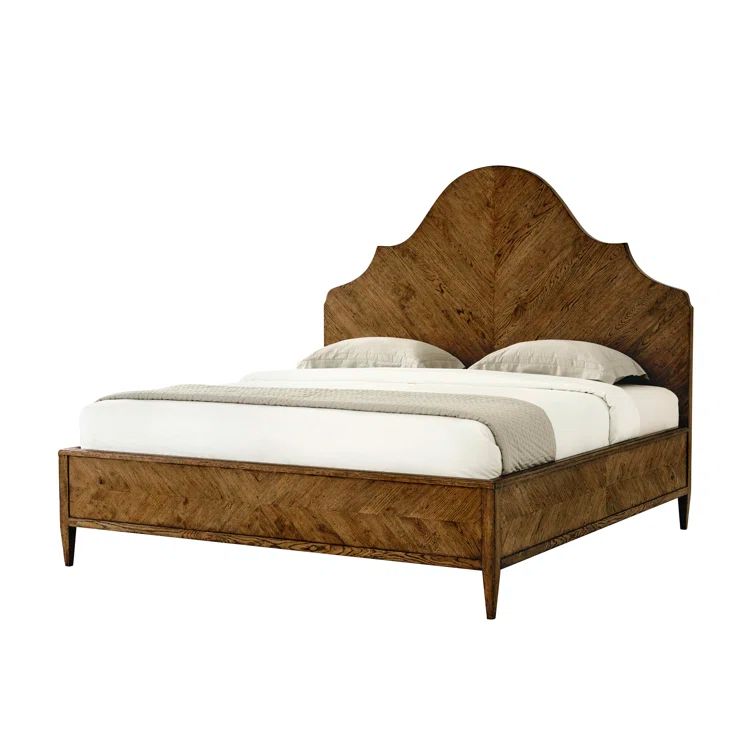 Dusk King Wood Frame Bed with Herringbone Headboard