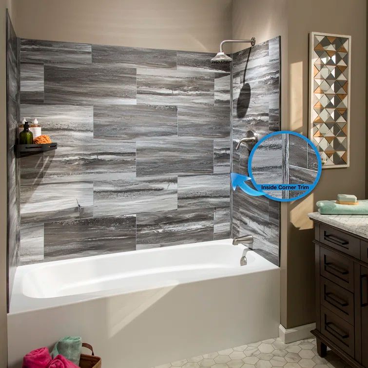 Palisade Prado Granite Vinyl Tile Shower Kit with Interlocking Design