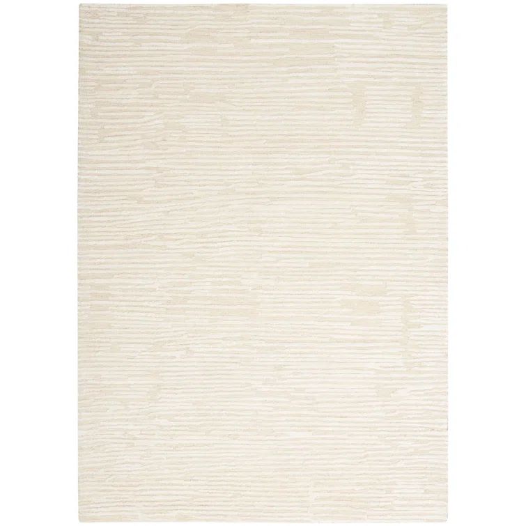 Ivory Abstract Handmade Wool 4' x 6' Area Rug