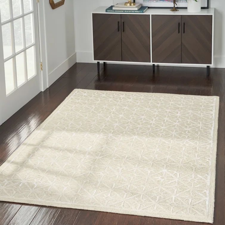 Ivory Hand-Tufted Wool Rectangular 3'9" x 5'9" Rug