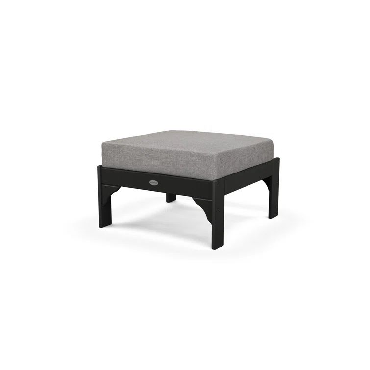 POLYWOOD Vineyard Deep Seating Ottoman in Black and Grey Mist
