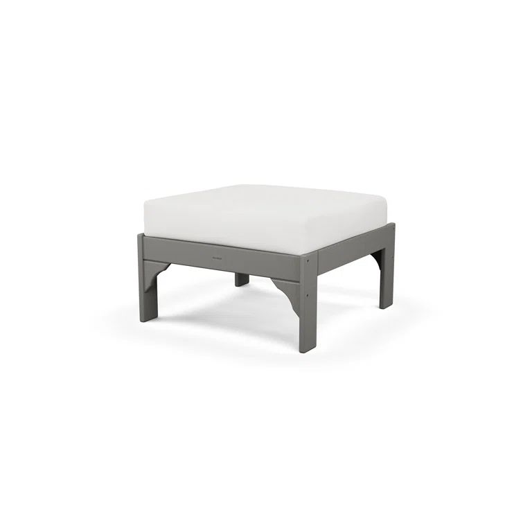 Vineyard Slate Grey and Natural Linen Deep Seating Ottoman