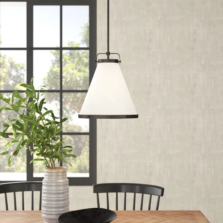 Oil Rubbed Bronze Pendant Light with Off-White Shade