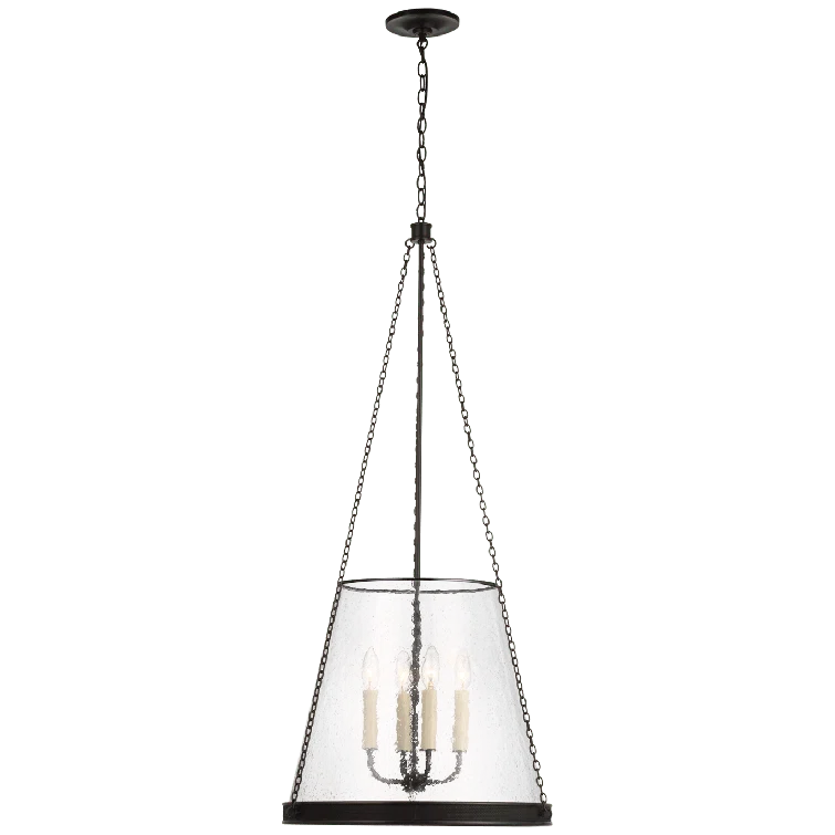 Reese Bronze Drum Pendant with Clear Glass Shade