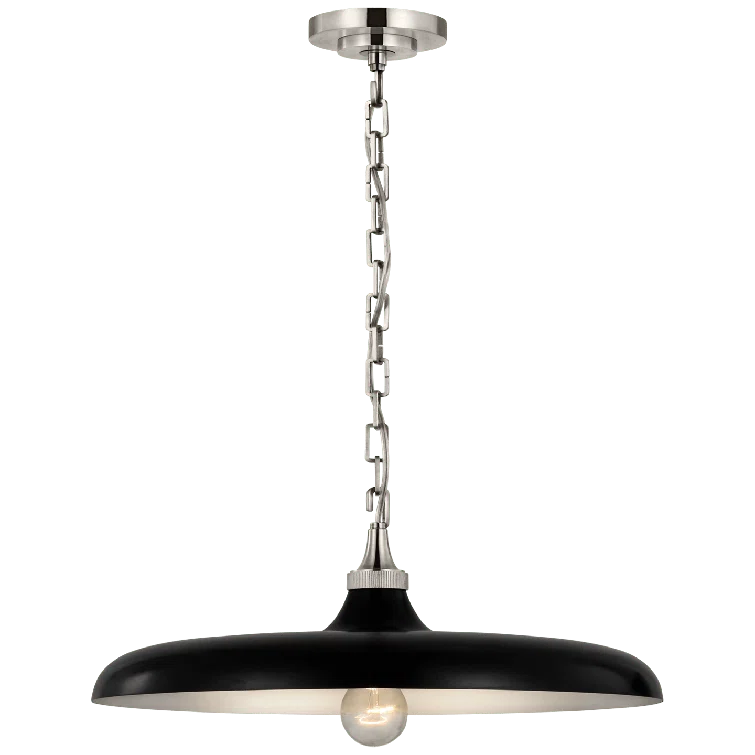 Polished Nickel and Black LED Indoor/Outdoor Pendant Light