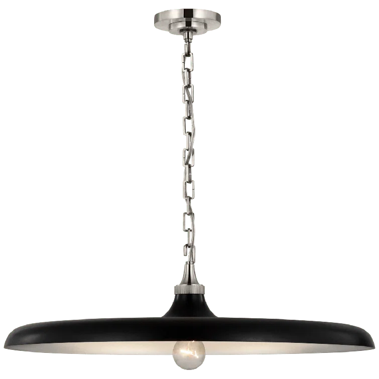 Polished Nickel and Black 24" LED Indoor/Outdoor Pendant Light