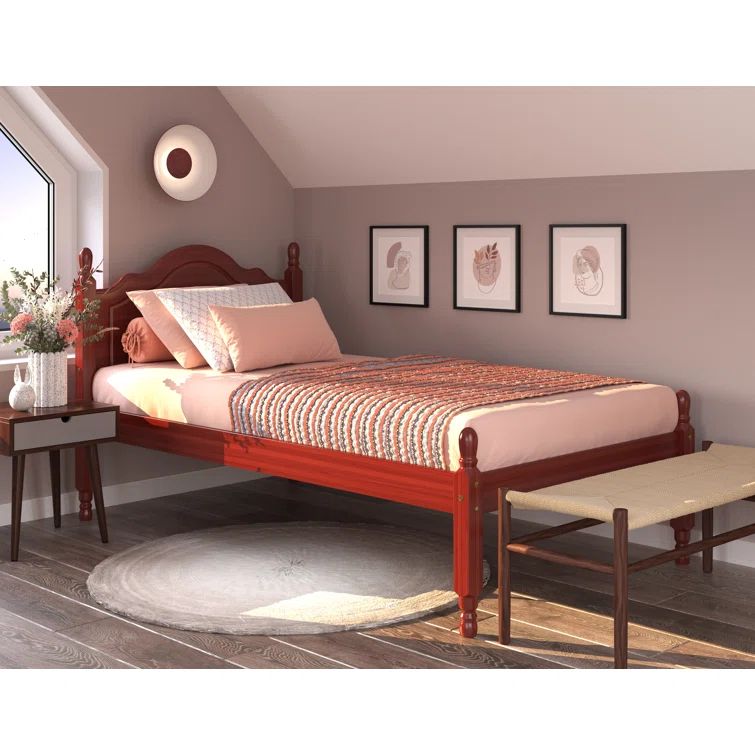Reston Mahogany Pine Twin Platform Bed with Storage