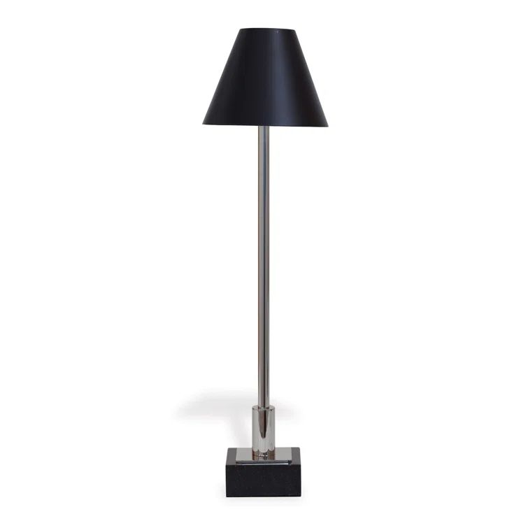 Nickel Buffet Lamp Set with Black Granite Base