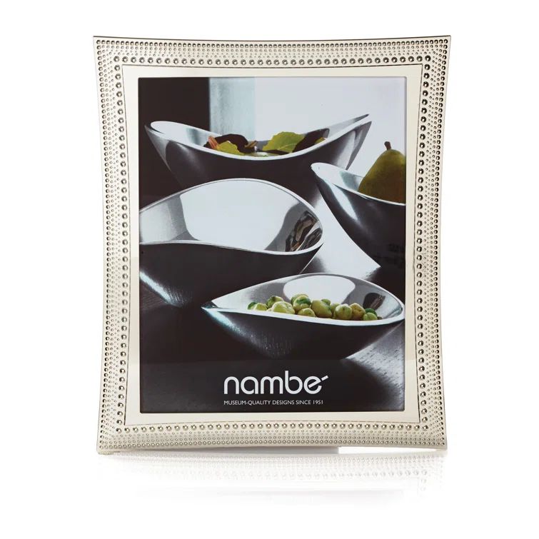 Elegant Silver Metal 8x10 Beaded Tabletop Picture Frame