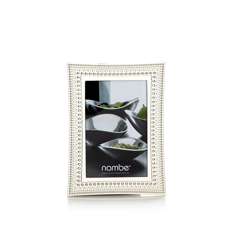 Elegant Beaded Silver 4" x 6" Picture Frame with Glass Protector
