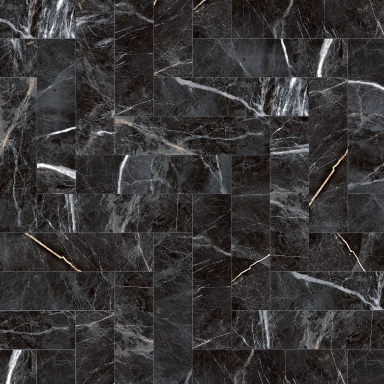 Black Matte Porcelain Marble Look Subway Wall & Floor Tile