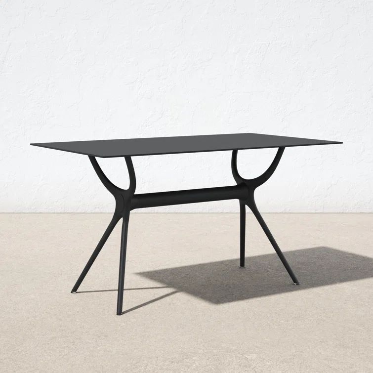 Farrah Black Rectangular Plastic Acrylic Outdoor Dining Table