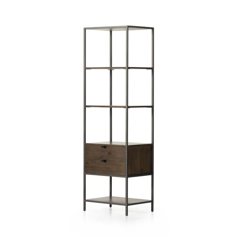 Auburn Poplar and Raw Iron 2-Drawer Bookcase